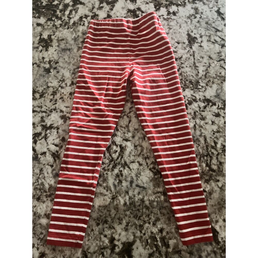Mini Boden Girls Red Striped Leggings 7-8 Years